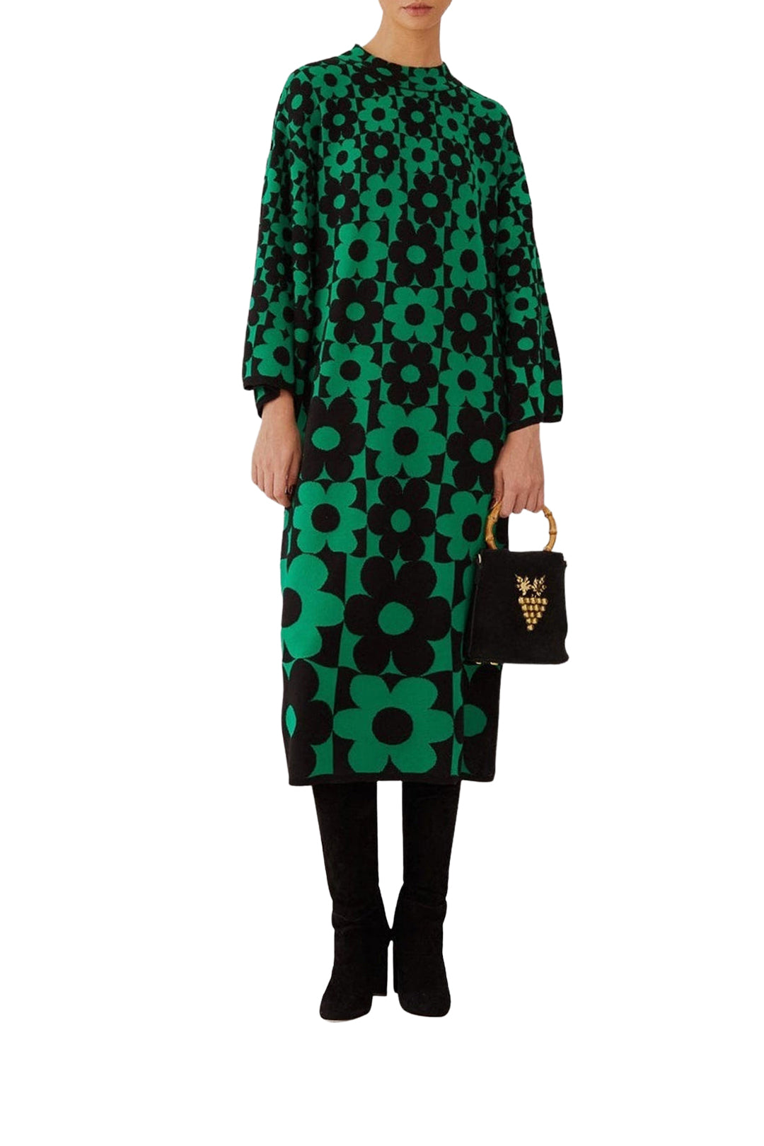 Robe midi Marguerite en maille - Vert