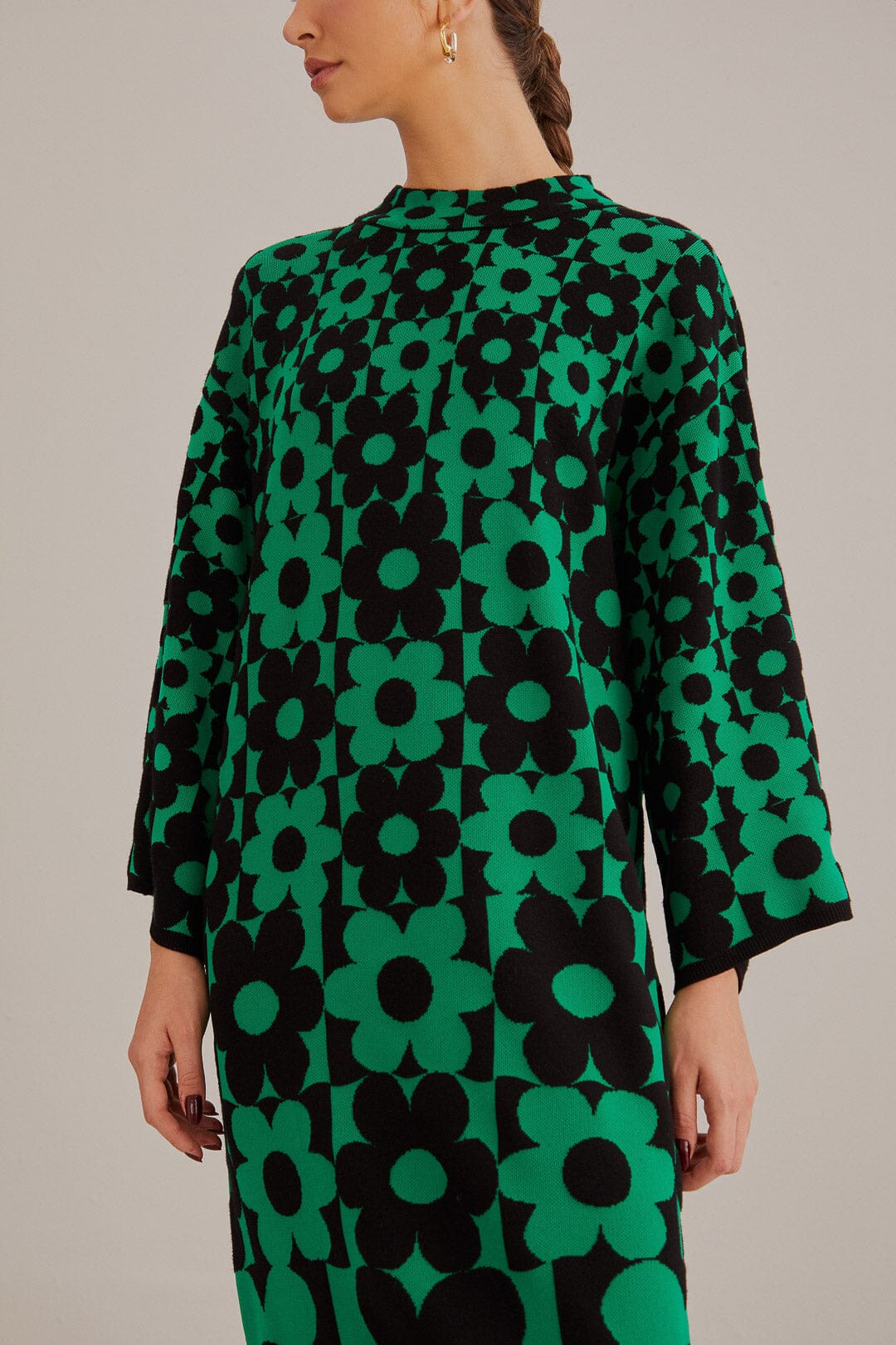 Robe midi Marguerite en maille - Vert