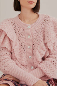 Cardigan en maille à motif floral - Rose