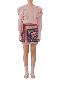 Cardigan en maille à motif floral - Rose