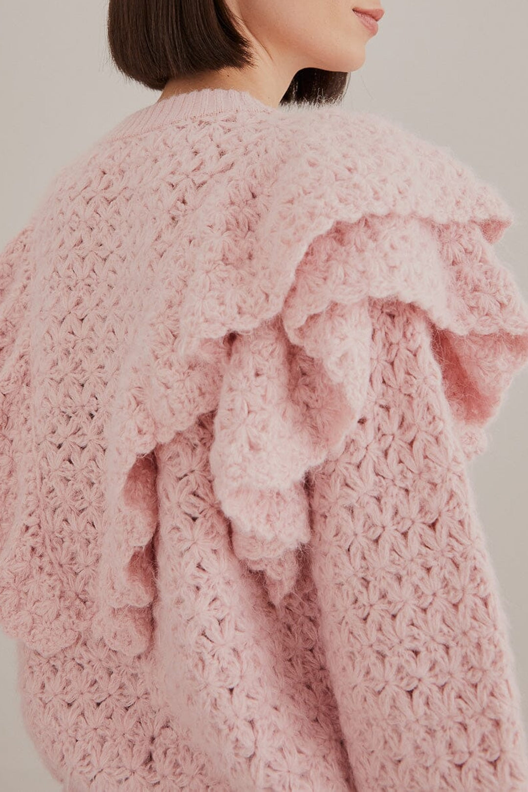 Cardigan en maille à motif floral - Rose