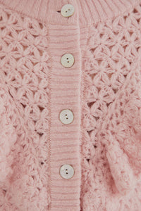 Cardigan en maille à motif floral - Rose