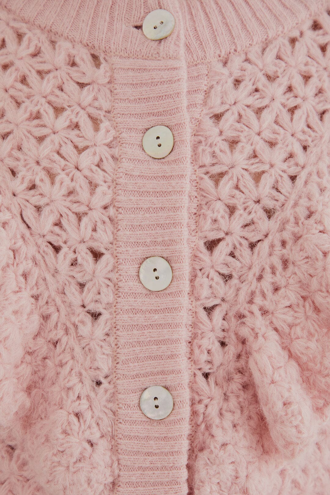 Cardigan en maille à motif floral - Rose