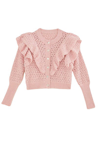 Cardigan en maille à motif floral - Rose