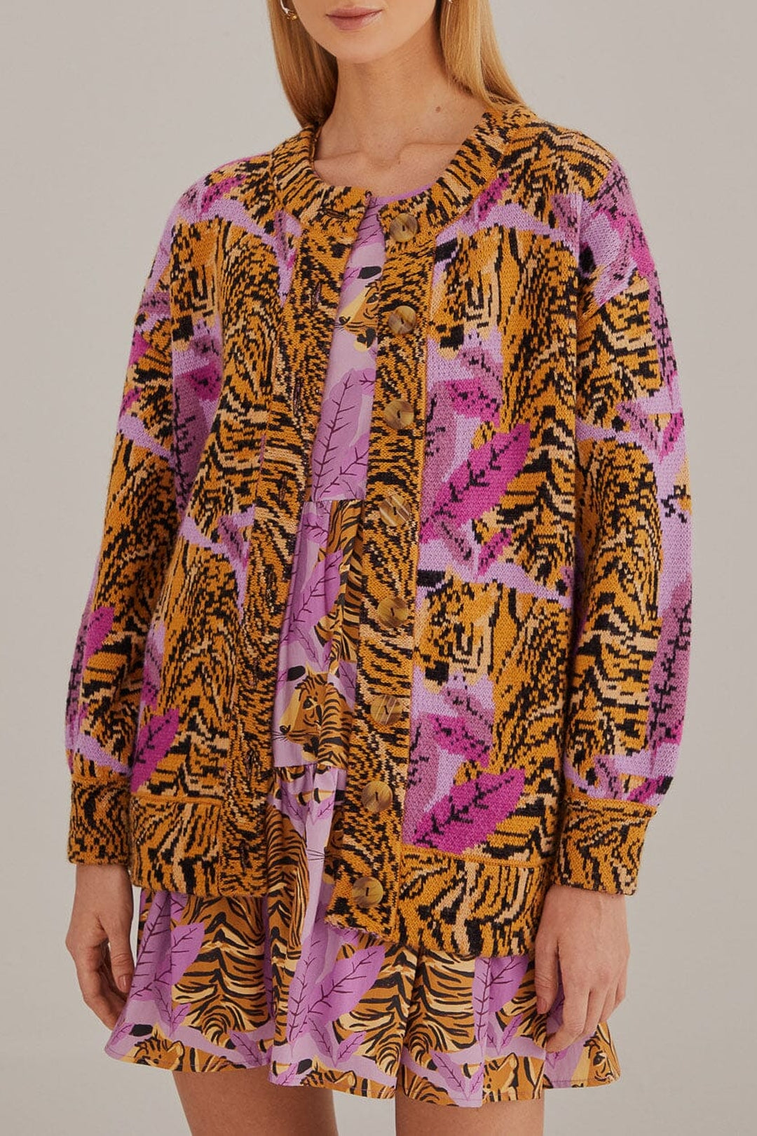 DJV_Tiger Leaves Lavander Cardigans & Pulls - Tiger Leaves Lavander
