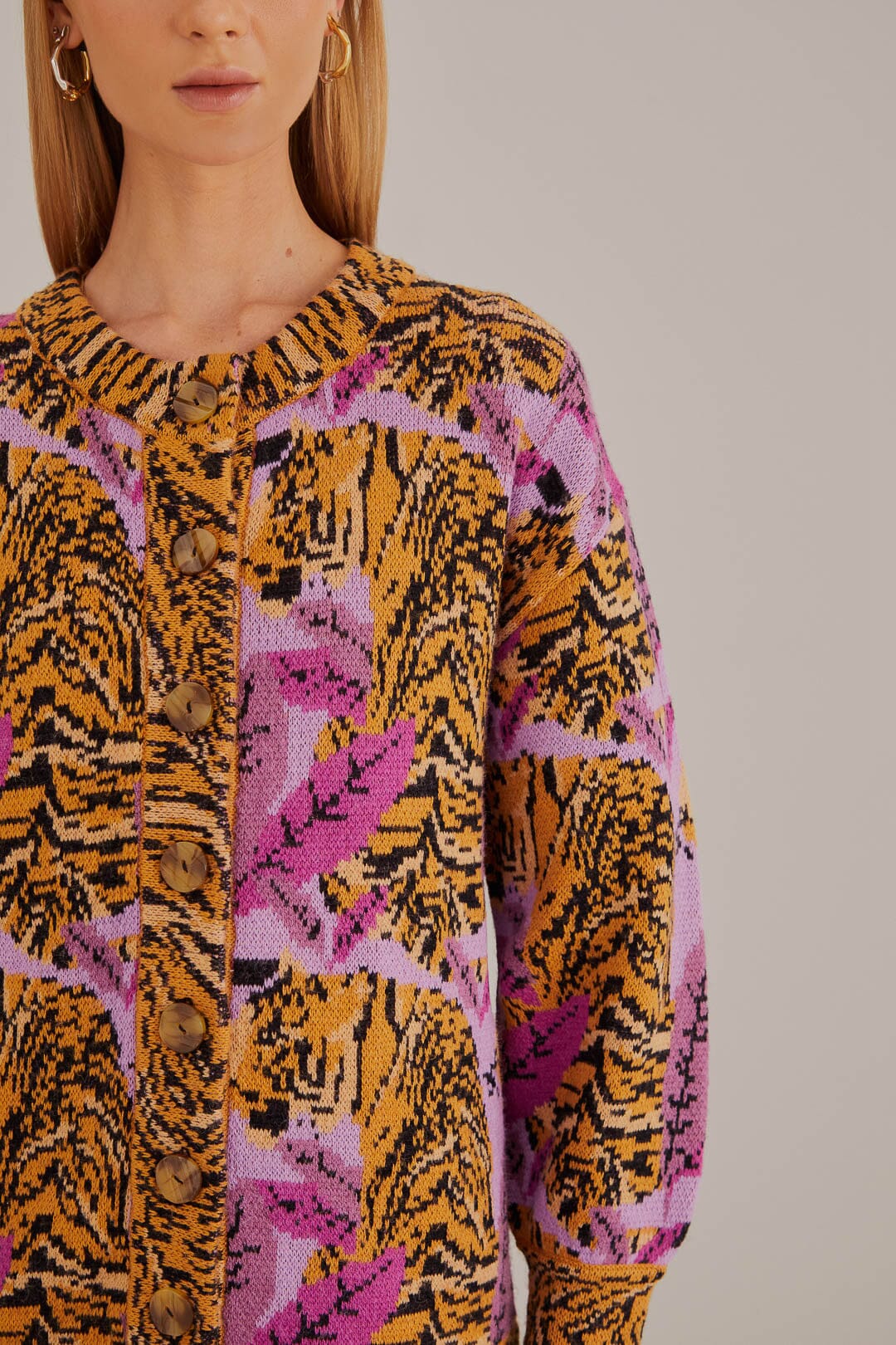 DJV_Tiger Leaves Lavander Cardigans & Pulls - Tiger Leaves Lavander