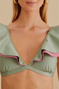 Haut de bikini à volants - Vert