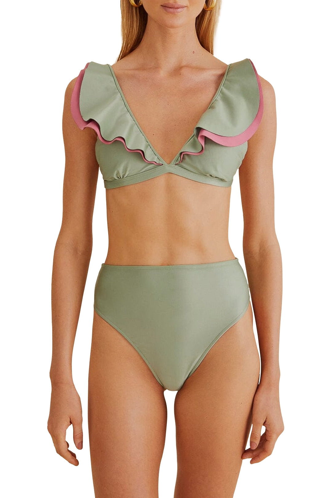 Haut de bikini à volants - Vert