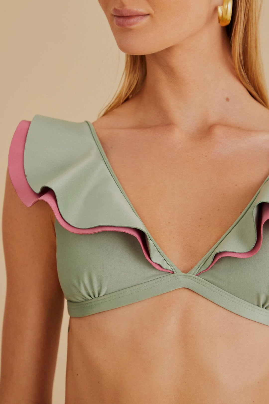 Haut de bikini à volants - Vert