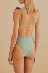 Haut de bikini à volants - Vert