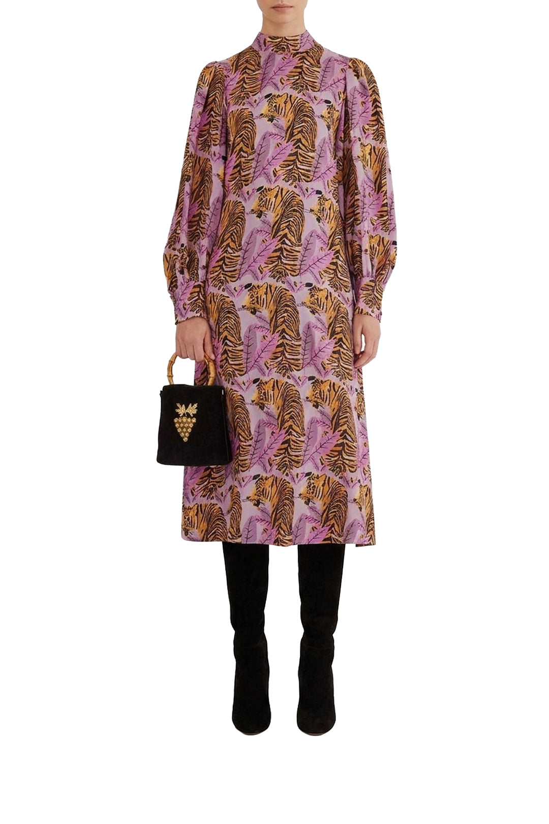 Robe midi Lavande à feuilles de tigre - Violet