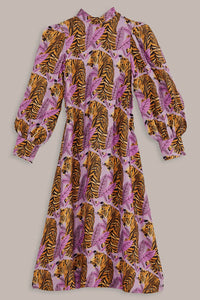 DJV_Tiger Leaves Lavander Robes midi - Tiger Leaves Lavander