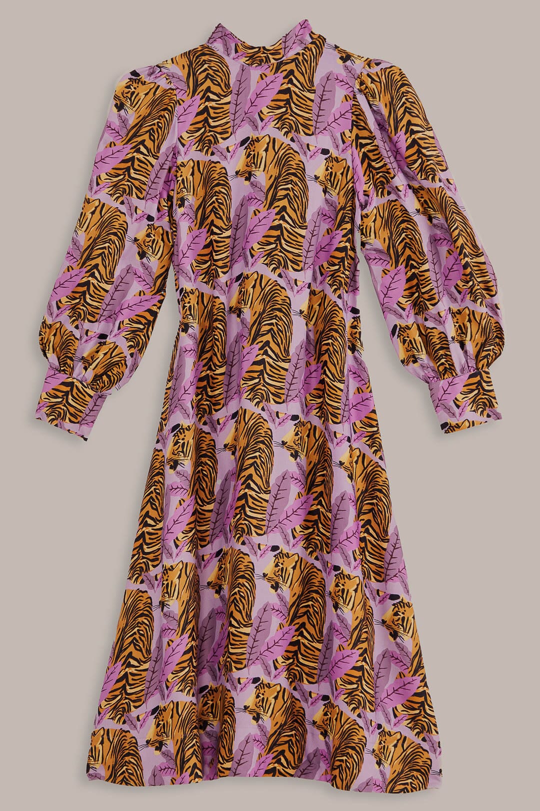 DJV_Tiger Leaves Lavander Robes midi - Tiger Leaves Lavander
