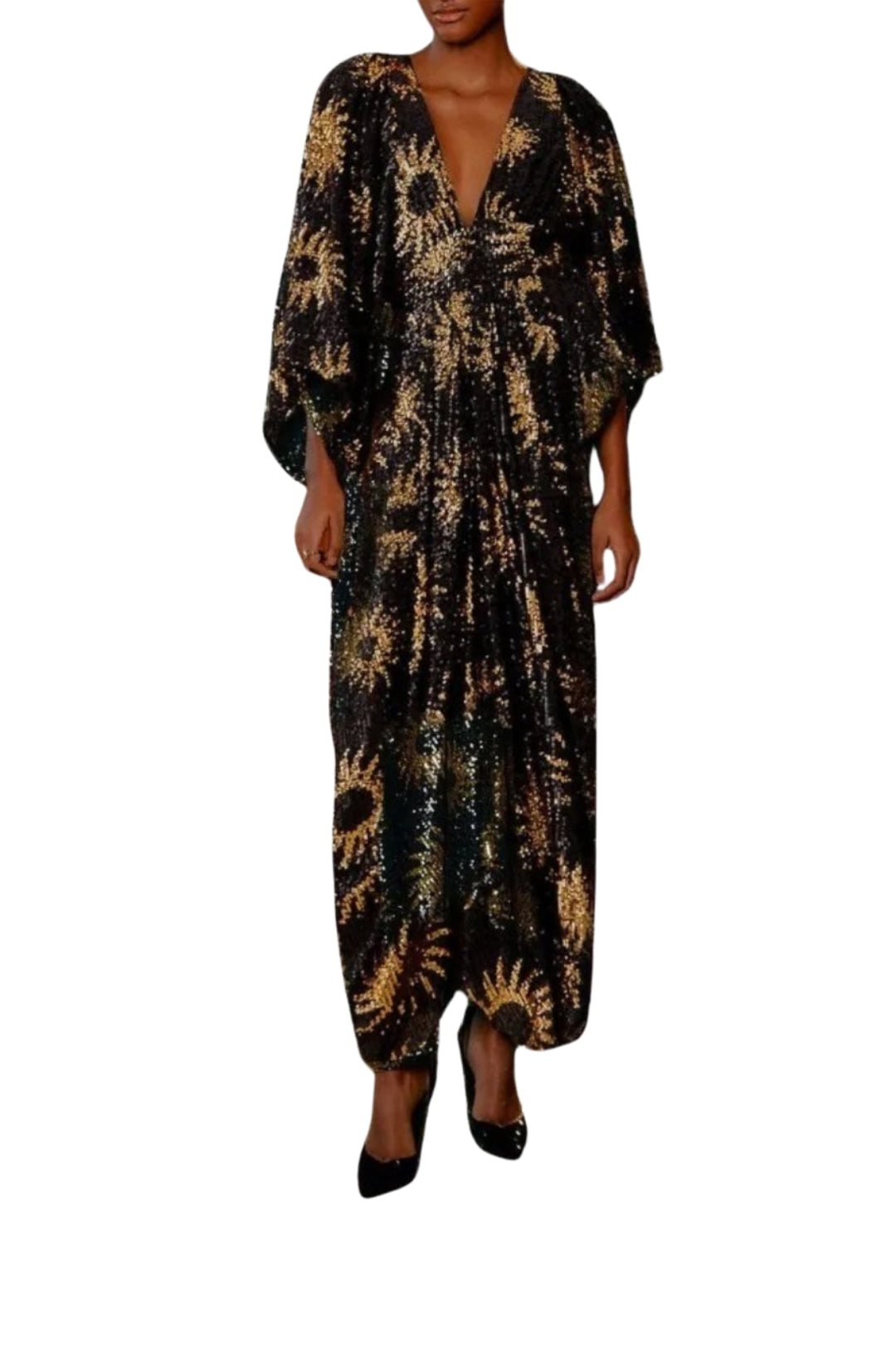 Robe longue Sunny Mood à sequins - Noir