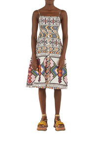 Amulette midi dress in linen - Multicolour