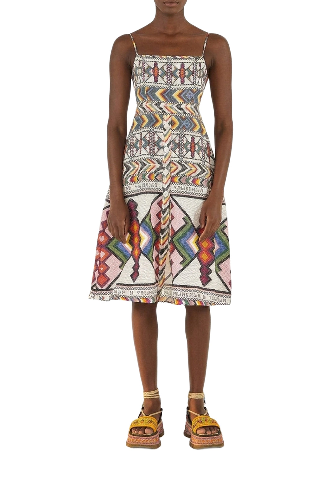 Amulette midi dress in linen - Multicolour