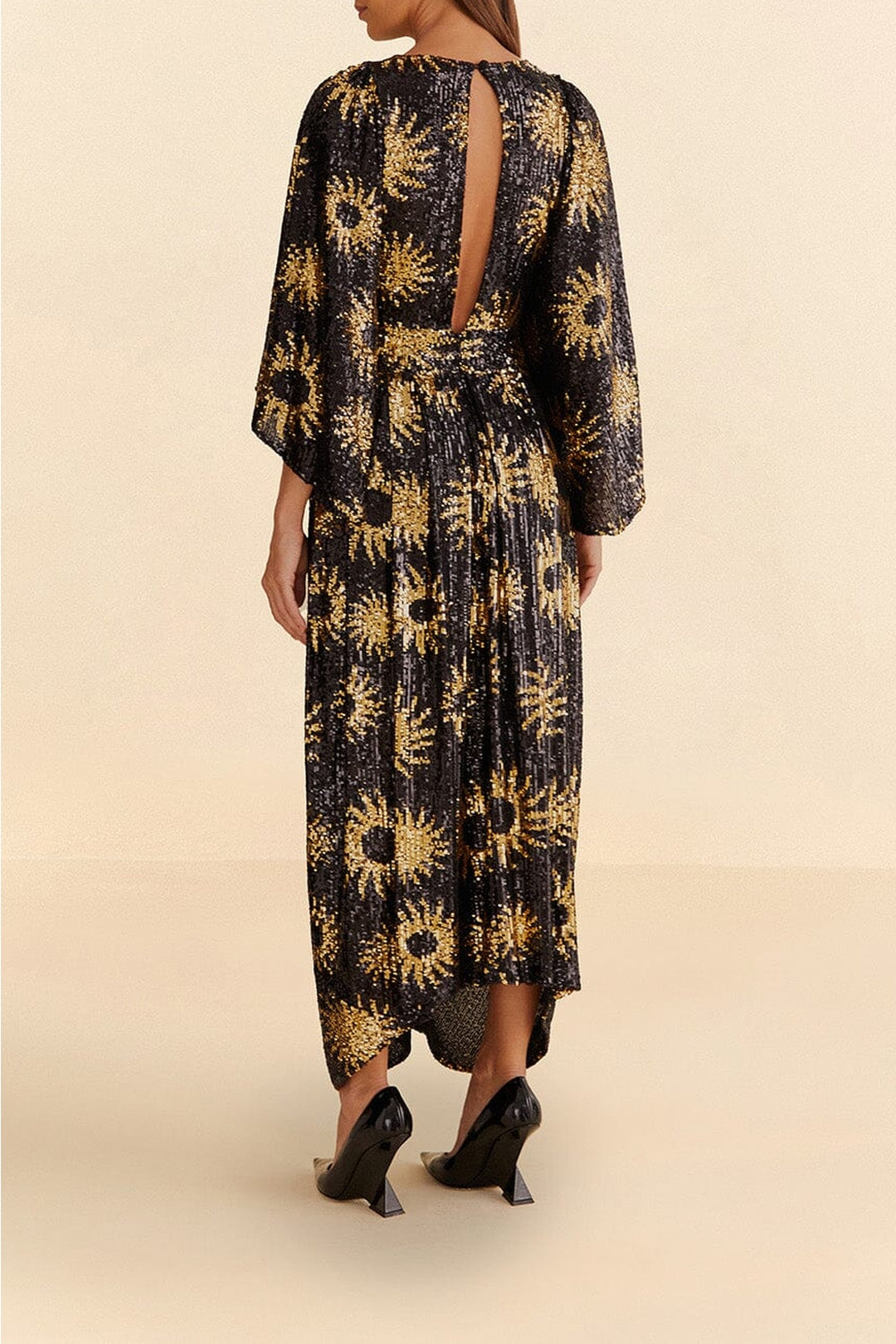 Robe longue Sunny Mood à sequins - Noir