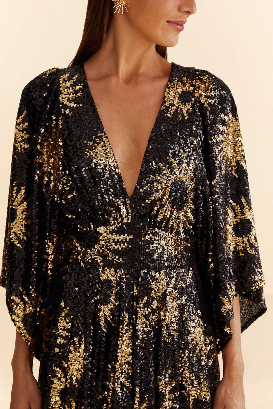 Robe longue Sunny Mood à sequins - Noir