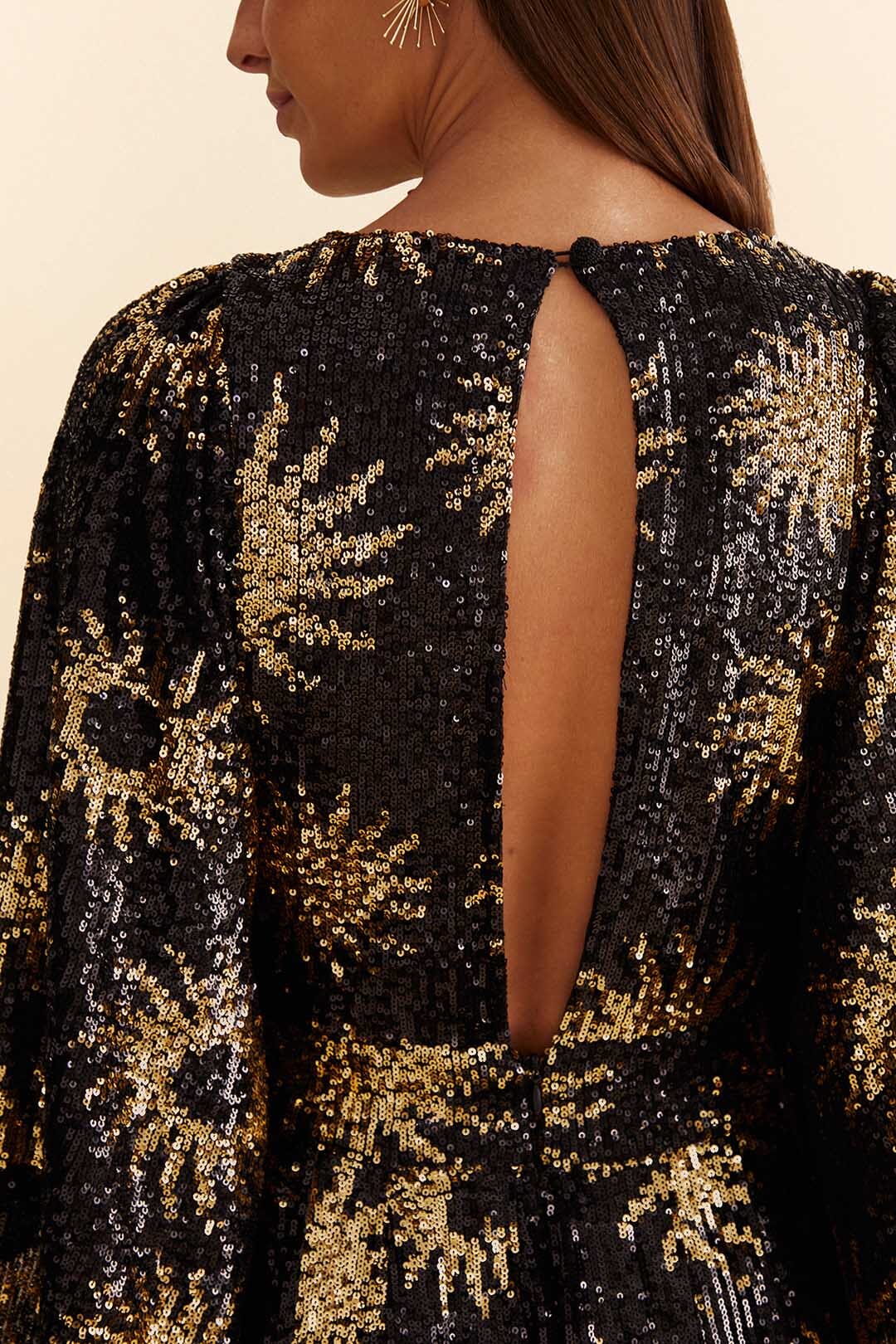 Robe longue Sunny Mood à sequins - Noir
