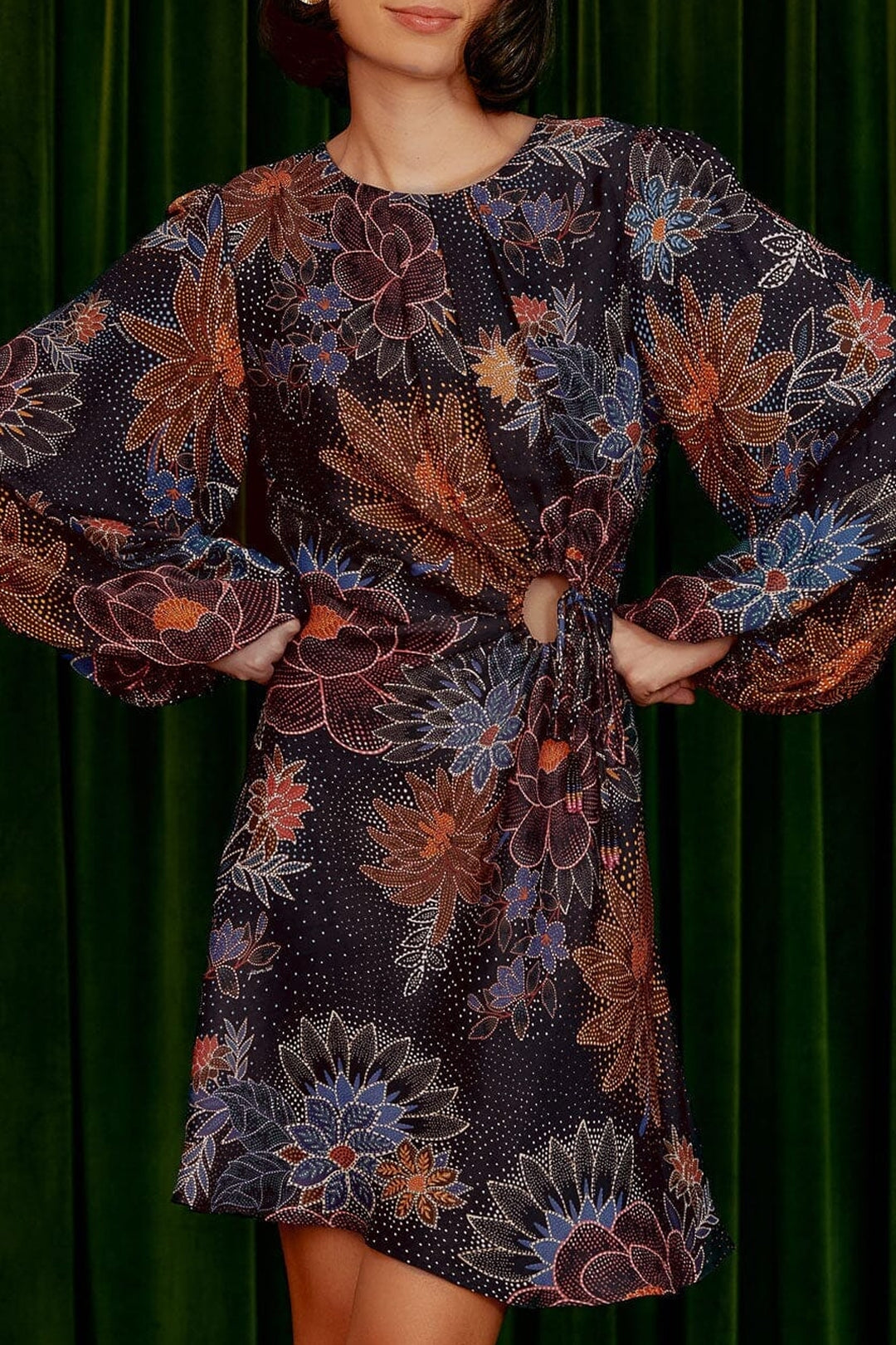 Robe courte Sparkle Flowers - Noir