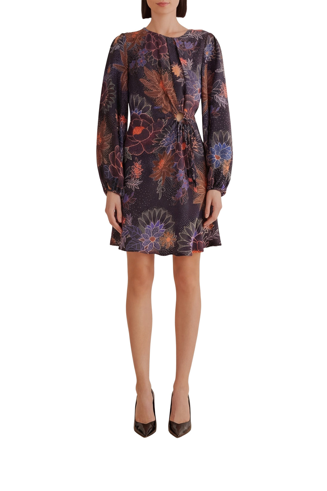 Robe courte Sparkle Flowers - Noir