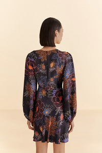 Robe courte Sparkle Flowers - Noir