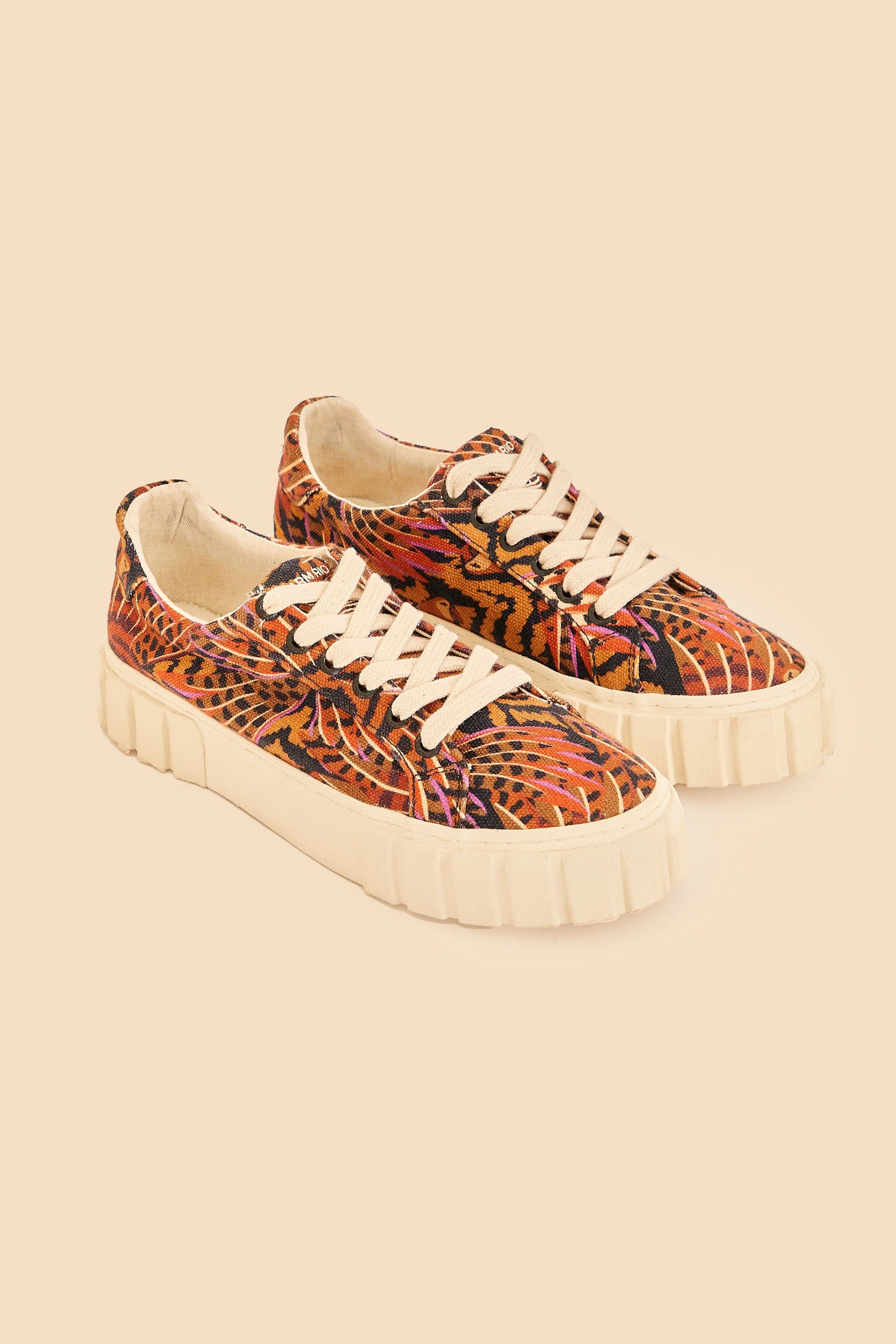 MEDIA OFF LINE_Macawmouflage cotton flat trainers - Beige
