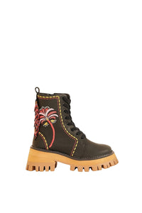 MEDIA OFF LINE_Bottes mi-hautes brodées - Noir