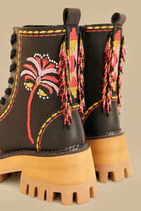 MEDIA OFF LINE_Bottes mi-hautes brodées - Noir