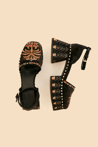Velvet high sandals - Black