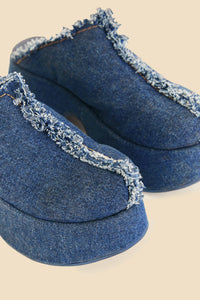 MEDIA OFF LINE_Sabots with denim platform - Blue