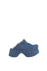MEDIA OFF LINE_Sabots with denim platform - Blue