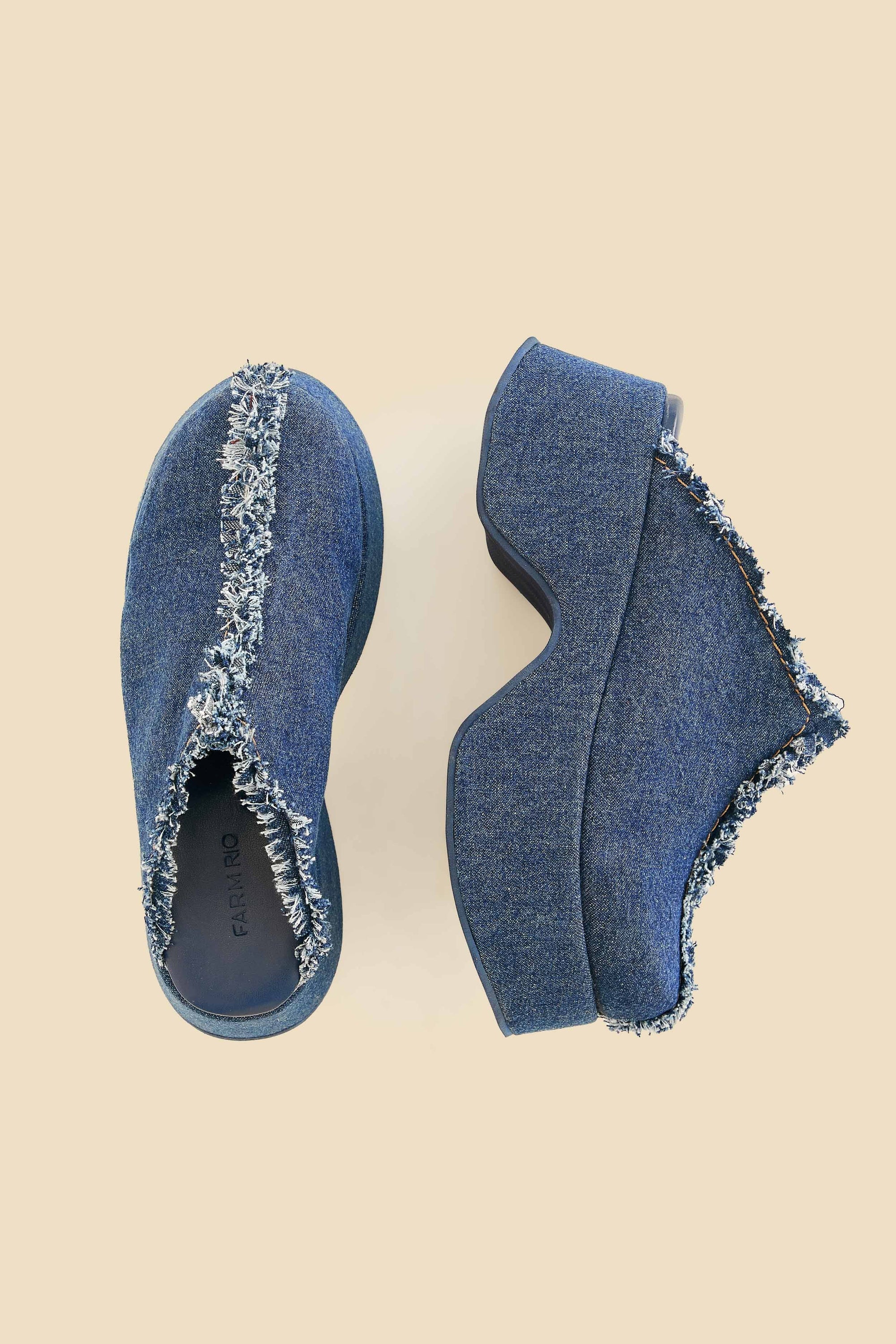 MEDIA OFF LINE_Sabots with denim platform - Blue