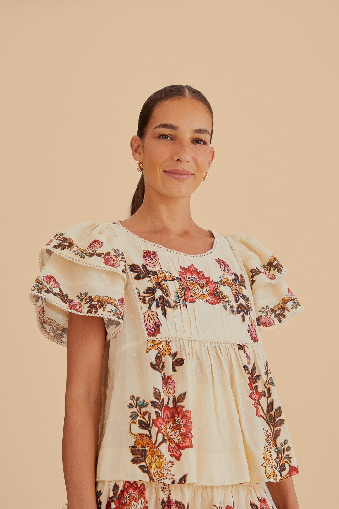 NEW_Leopard Flowers Sand Chemises & Blouses - Leopard Flowers Sand