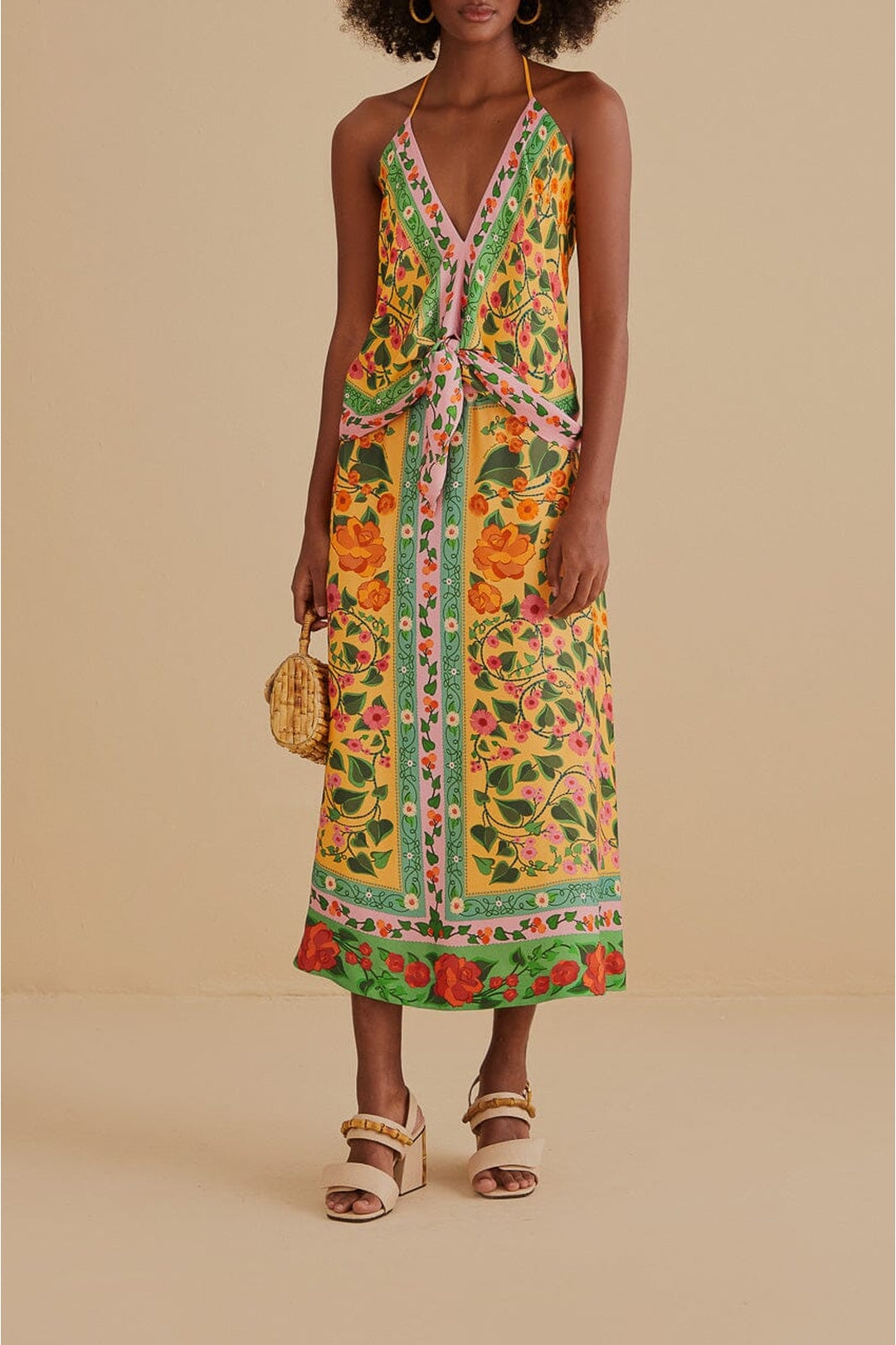 Jupe midi Heart Ivy en foulard - Jaune