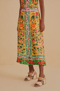 Jupe midi Heart Ivy en foulard - Jaune