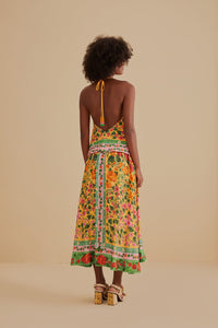 Jupe midi Heart Ivy en foulard - Jaune