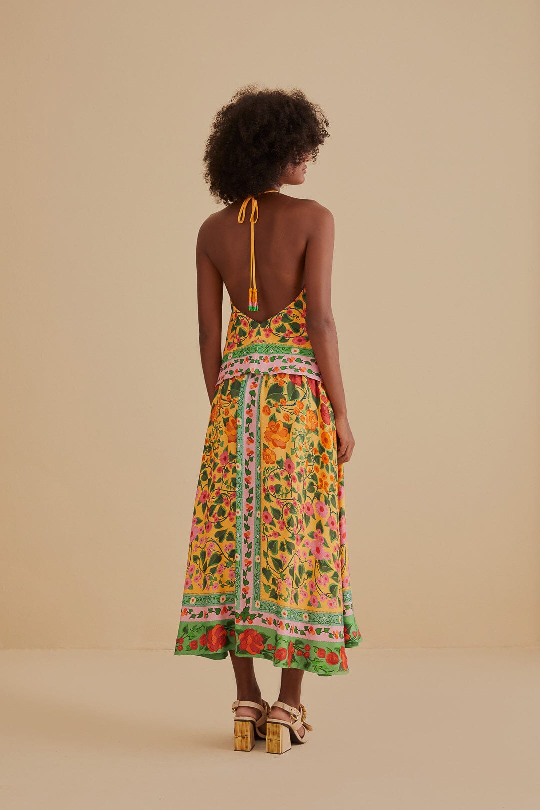Jupe midi Heart Ivy en foulard - Jaune