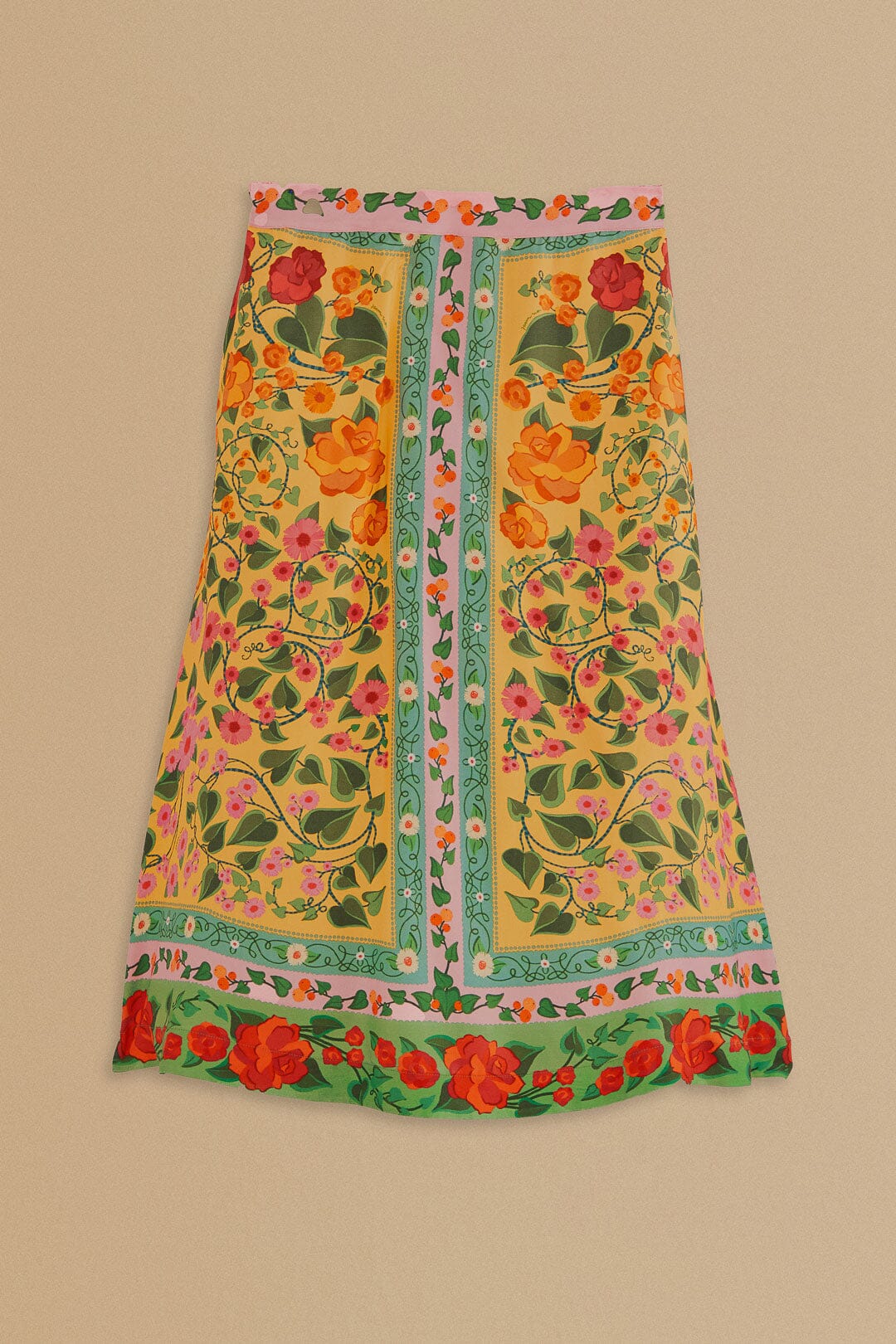 Jupe midi Heart Ivy en foulard - Jaune