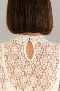 MEDIA OFF LINE_Blouse Lace à manches longuesd - Blanc