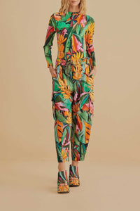 MEDIA OFF LINE_Pantalon Banana Leaves en coton - Multicolore