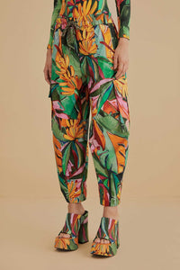 MEDIA OFF LINE_Pantalon Banana Leaves en coton - Multicolore