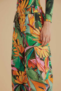 MEDIA OFF LINE_Pantalon Banana Leaves en coton - Multicolore
