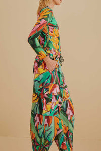 MEDIA OFF LINE_Pantalon Banana Leaves en coton - Multicolore