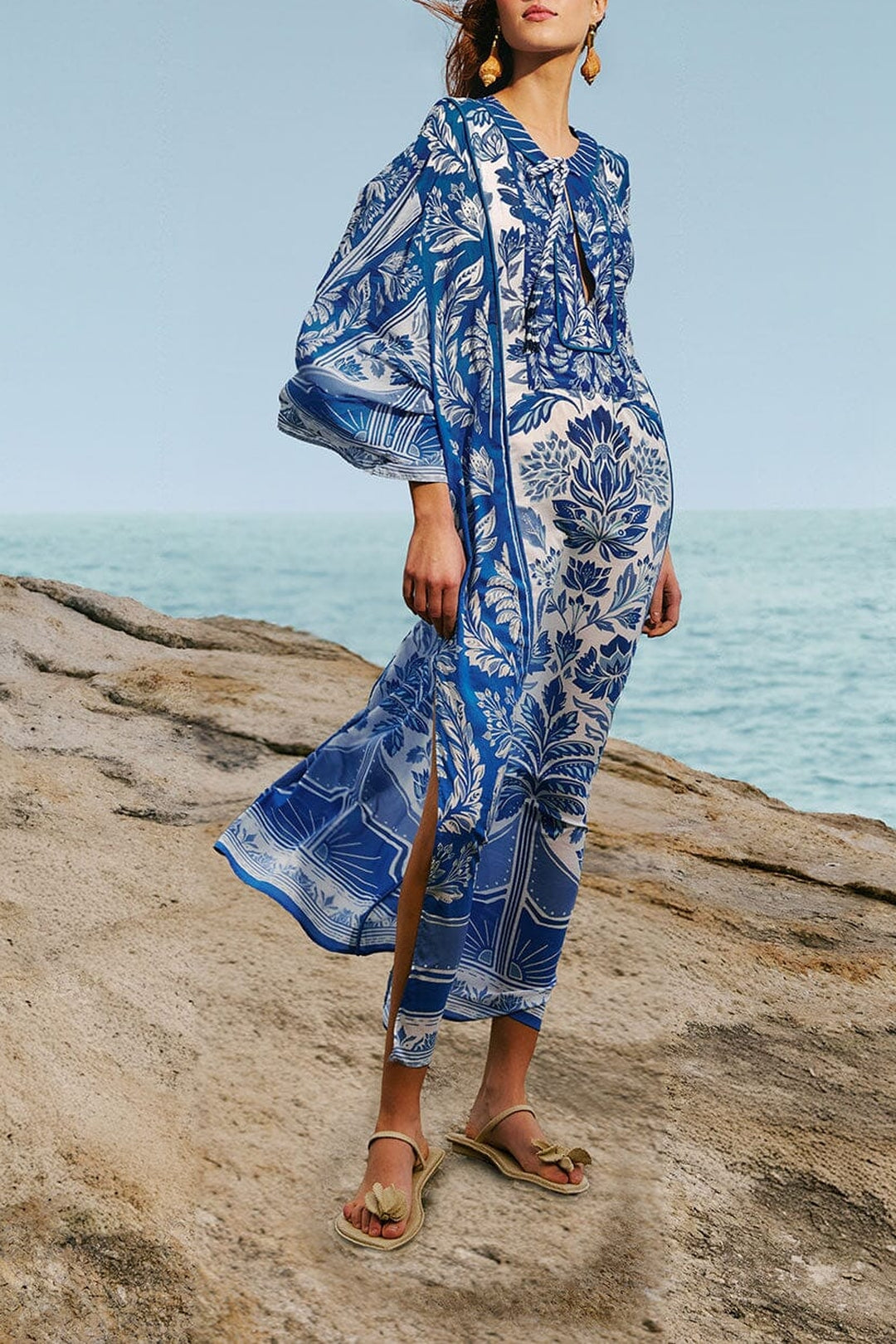 Robe longue Delicate Tapestry en coton - Bleu