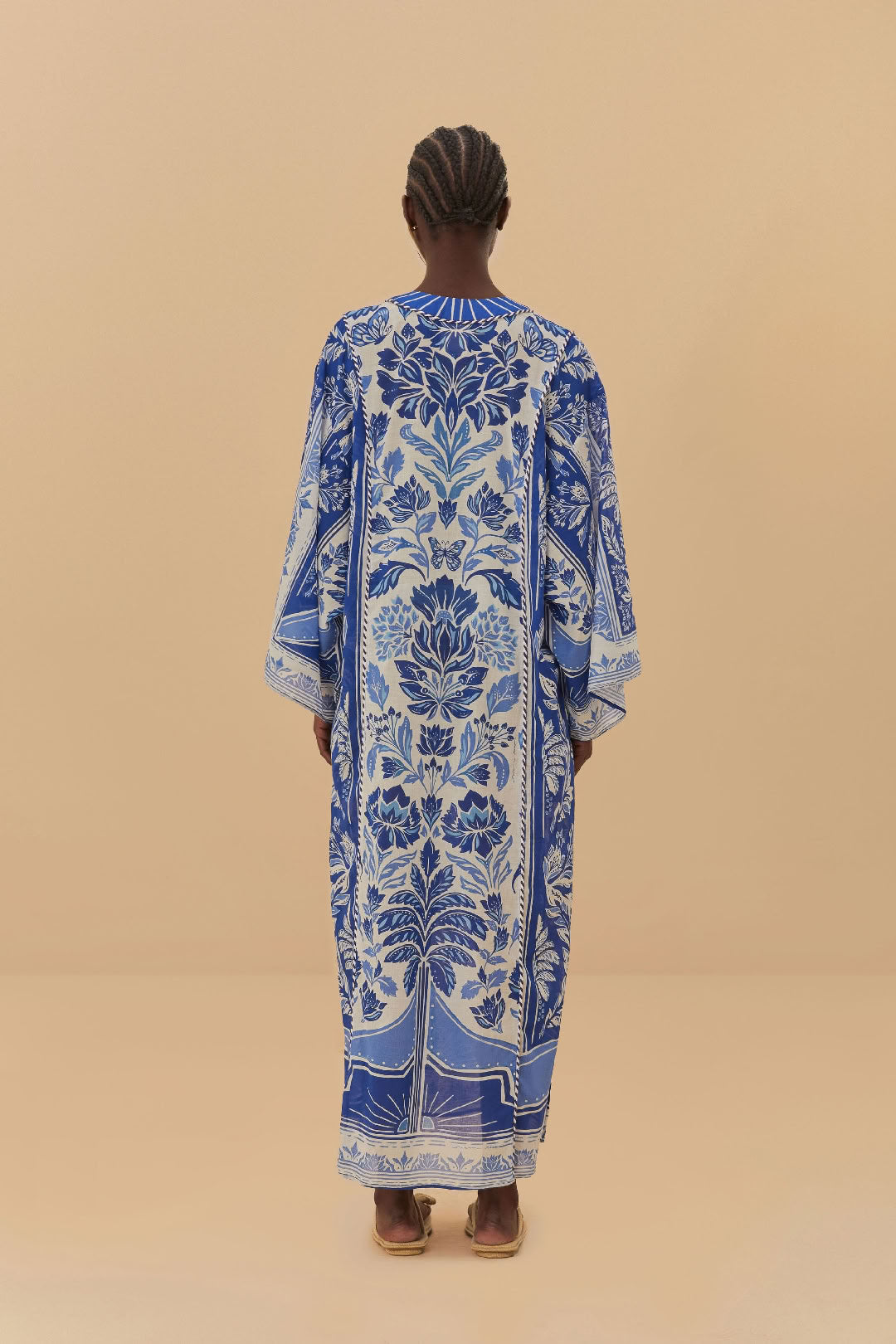 Robe midi Delicate Tapestry en coton - Bleu