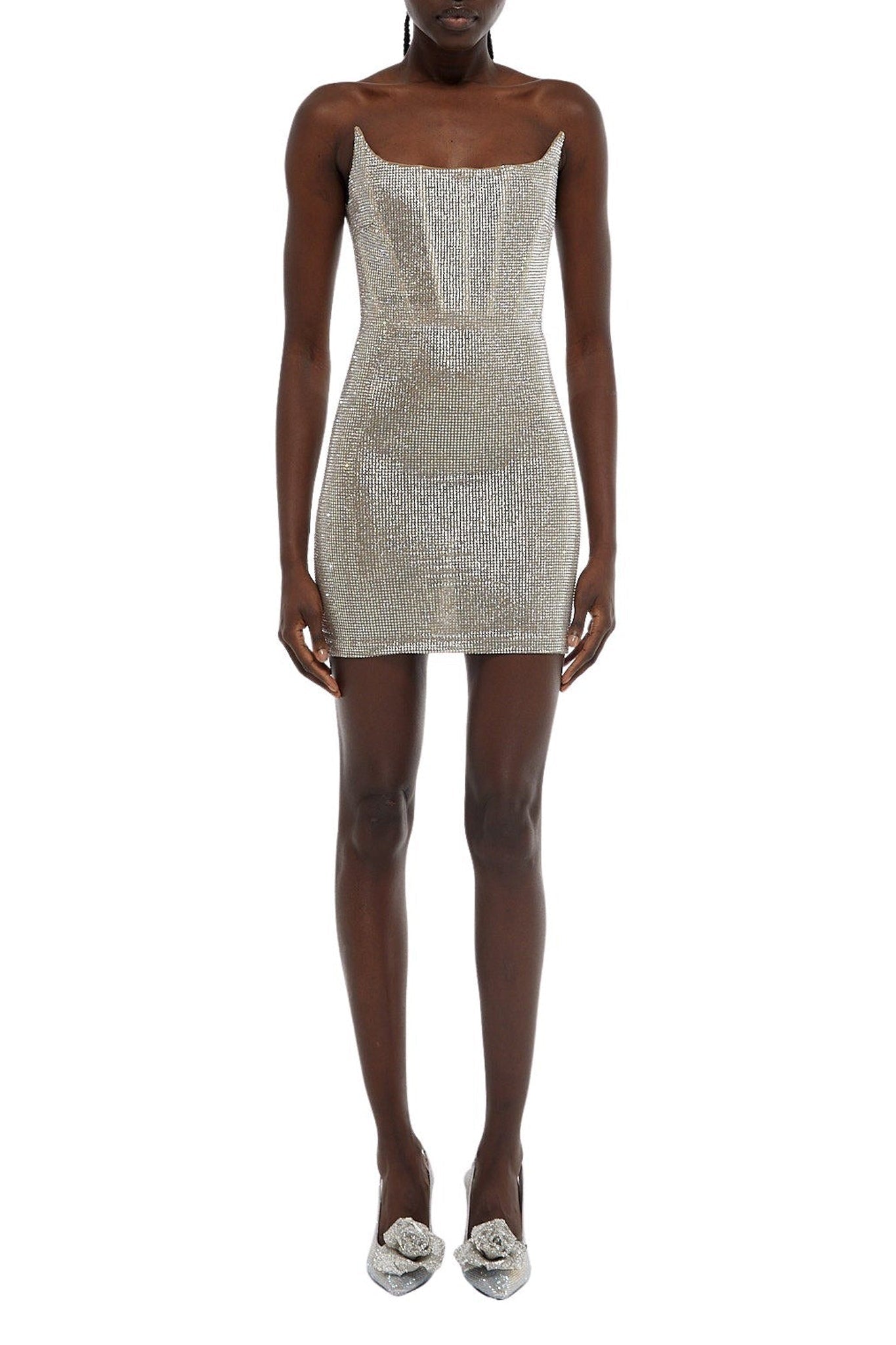 Silver // allover rhinestone embellishmen bustier