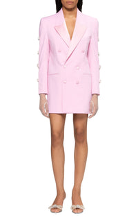Wool & rhinestone bow blazer dress - Pink