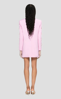 Wool & rhinestone bow blazer dress - Pink