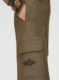 GREEN EMBROIDERED CARGO PANTS